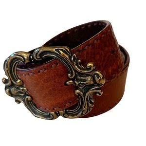 Olga Santini Wide Brown Leather Belt Vintage Size Large